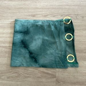 Green Tie Dye Gold O Ring Cut Out Mini Skirt